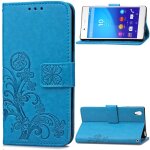 Xperia z3 + coque, saturcase lucky clover pu cuir magn�tique flip portefeuille support porte - carte ...