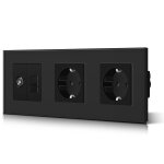 Ytfhg - double prise femelle avec connecteurs pour accessoires tv et pc cat5e norme ue verre ce 16 a ...