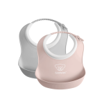 Mini bavoir, lot de 2 - gris / rose pastel