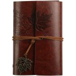1 carnet en cuir de vachette a la feuille d'�rable avec reliure kraft vintage rechargeable carnet de ...