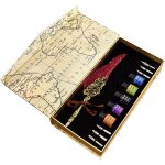 1 ensemble stylo plume et encre, bo�te a cartes avec 5 encres, 6 pointes et porte - plume, accessoires ...