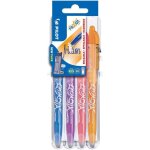 1 etui chevalet de 4 rollers frixion ball fun pointe moyenne 0. 7 mm. assortis turquoise, violet, rose ...