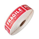 1 rouleau / 500 pi�ces autocollants fragiles - poign�e fragile avec etiquettes d'entretien - pour le ...