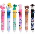 10 couleurs stylo bille, 6pcs stylos a bille r�tractables 10 en 1, 0, 5 mm, stylo a bille en forme d'animal ...