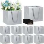 10 pi�ces moyen sacs cadeaux pochette cadeau, argent sac cadeau carr� en papier avec poign�es pour g�teau ...