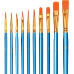 10 pi�ces pinceaux peinture acrylique nylon pinceaux artiste, ensemble de pinceaux aquarelle a l'huile ...