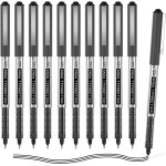 10 stylos roller a encre liquide noir, lot de stylo a encre roller a pointe fine(0, 5mm), s�chage rapide ...