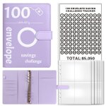 100 enveloppes classeur de d�fi d'�conomie d'argent, classeur d'�pargne a5 avec enveloppes d'argent pour ...