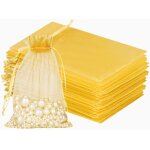 100 pcs sacs en organza or 13x18 cm, pochettes en organza avec cordon de serrage, sacs a bijoux, pochettes ...