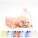 100 pieces rose champagne sachet organza, 10x15cm organza pochette cadeau, pochette bijoux en organza ...
