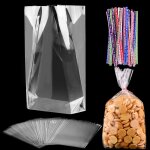 100 pices sachet bonbon transparents 20 x 30 cm sachets transparents pour biscuits avec 100 cravates ...