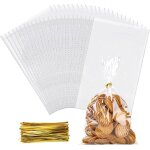 100 pièces sachets transparents bonbons sacs cellophane bonbons friandises pochette avec ruban d'or pour ... 100 pièces sachets transparents bonbons sacs cellophane bonbons friandises pochette avec ruban d'or pour ...