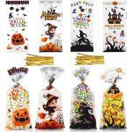 100pcs sachet bonbon halloween, transparents sac bonbon halloween avec 120pcs cravates torsades pochette ...