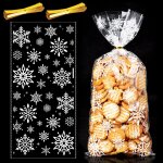 100pcs sachet bonbon noel, sac plastique transparent pour biscuits cellophane sac de cadeau avec cravates ...