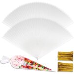 100pcs sachet cne transparent bonbons sacs cellophane plastique avec liens torsads sachet pop corn ...