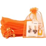 100pcs sachet organza orange, 10x15cm pochette bijoux, sachet lavande vide, tulle drag�es, sachet dragees, ...