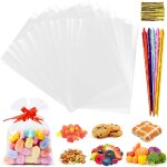 100pcs sachet plastique transparent , 18x25cm sachet transparent pour biscuits bonbons chocolats confiserie ...