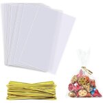 100pcs sachets transparents bonbons, 10 x 15cm sac carr transparent, sac de bonbons en plastique biscuit ...