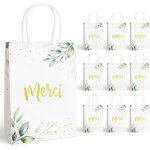 10pcs sac cadeau papier pochette ¿merci� avec poign�e motif verdure emballage pour anniversaire no�l ...