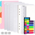115pcs a5 feuillets mobiles set, 6 trous vierge papier de recharges en lign, recharge papier en pointill ...