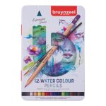 12 crayons de couleur - aquarelle - bo�te m�tal - assortiment couleur - bruynzeel