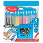 12 feutres de coloriage - pointe moyenne - ultra lavable - color'peps long life - maped
