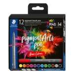 12 feutres - pointe pinceau - staedtler - pigment arts pen - couleurs basiques