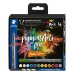 12 feutres - pointe pinceau - staedtler - pigment arts pen - couleurs nature