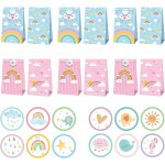 12 pcs arc - en - ciel sac cadeau, sac en papier avec 12 autocollants cadeau sacs cadeau petit format ...