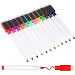 12 pcs feutre tableau blanc effacable, tableau blanc magnetique stylo effa�able, feutres avec gomme, ...