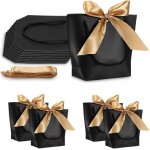 12 pcs sac cadeau avec ruban - sacs papier cadeaux avec anses pour mariage, f�te, no�l, anniversaire, ...