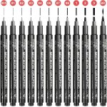 12 pcs stylos dessin feutre manga noir stylo calligraphie crayon pointe fine pour d�butant professionnel ...