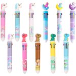 12 pcs stylo kawaii bille, stylos a bille rtractables 10 en 1 multicolores de 0. 5mm, stylos a bille ...