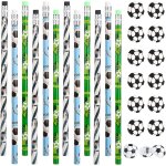 12 pices footballball gomme crayon, stylo gomme avec 12 gommes et 2 taille - crayons, crayon hb crayon ...