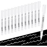 12 pices marqueur blanc permanent, 4mm stylo peinture blanc rsistant a l'eau, marqueur blanc pour tissu ...