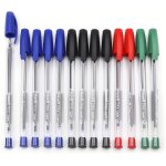 12 stylos a bille stick supersoft ass noir / bleu / rouge / vert. encre super fluide.