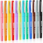 12 stylos feutres, pointe moyenne (0, 7 mm), assortiment de couleurs, feutres de coloriage pour peinture, ...