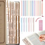 12 surligneurs bibliques sans saignement et 6 stylos bibliques lisses avec 96 onglets bibliques lamin�s, ...