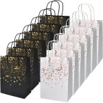 12pcs sachet cadeau, sac kraft avec poigne, sac en papier kraft motif coeur en or rose, sac cadeau en ...