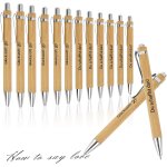 12pcs stylo a bille en bambou inspirant a encre noire, r�tractable de motivation en bambou, stylo en ...