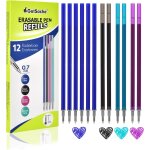 12x recharges compatible avec [6 bleu, 2 noir, 2 violet, 2 turquoise], encre thermosensible, pointe 0, ...
