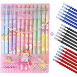 12x stylo effacable bleu avec 18 recharges (6x bleu 6x noirs 6x rouge) stylo gomme pour le bureau la ...