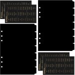 14 feuilles noir intercalaires a5 plastique, pour classeur 6 anneaux, sparateurs planificateur, onglet ...