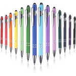 14 pi�ces stylo a bille noir r�tractables, stylo a bille avec touchpen, 2 en 1 soft click stylo a bille ...