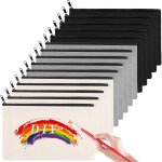 15 pi��ces pochette tissu zipp��e, trousse de maquillage beige, trousses �� crayons vierge, plate sac ...