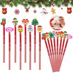 16 crayons enfant, crayon papier avec gomme, crayons de nol, crayons en bois, motif pre nol, nol ...