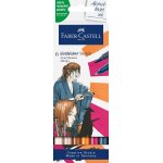 164809 - goldfaber sketch marker manga, etui de 6 marqueurs a alcool avec pointe brush et pointe fineliner ...