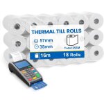 (18 rouleaux) rouleaux de caisse 57mm thermo - papier thermique 57mmx12mmx16m, compatible avec la plupart ...