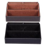 2 pcs noir pu cuir multi - fonction bote de rangement organisateur de bureau, stylo / crayon, tlphone ...