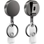 2 pcs porte cl rtractable robuste enrouleurs de badges mtal trs rsistants porte badges botier mtallique ...